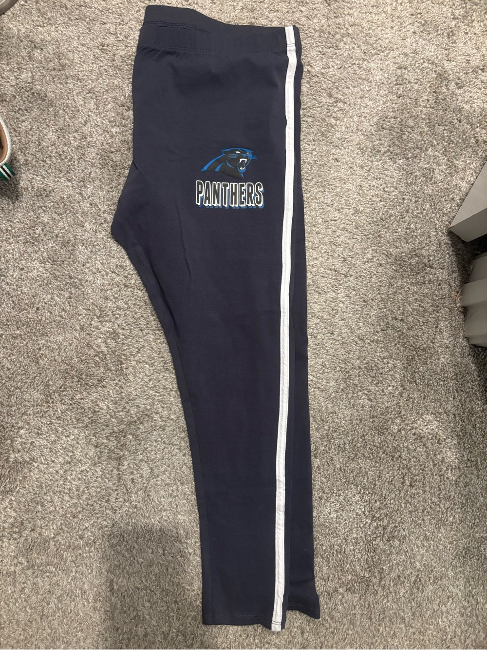 Panthers Logo Gray Athletic Leggings with Side Stripe